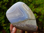 Polished Blue Lace Agate Standing Display Pieces x 2 From Nsanje, Malawi - Toprock Gemstones and Minerals 