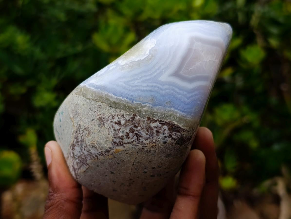 Polished Blue Lace Agate Standing Display Pieces x 2 From Nsanje, Malawi - Toprock Gemstones and Minerals 