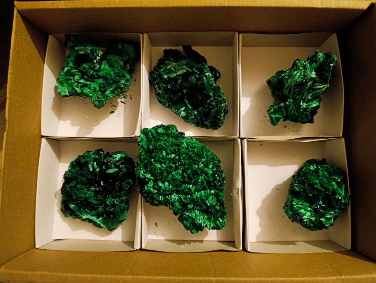 Natural Silky Malachite Specimens x 6 From Kasompe, Congo - Toprock Gemstones and Minerals 