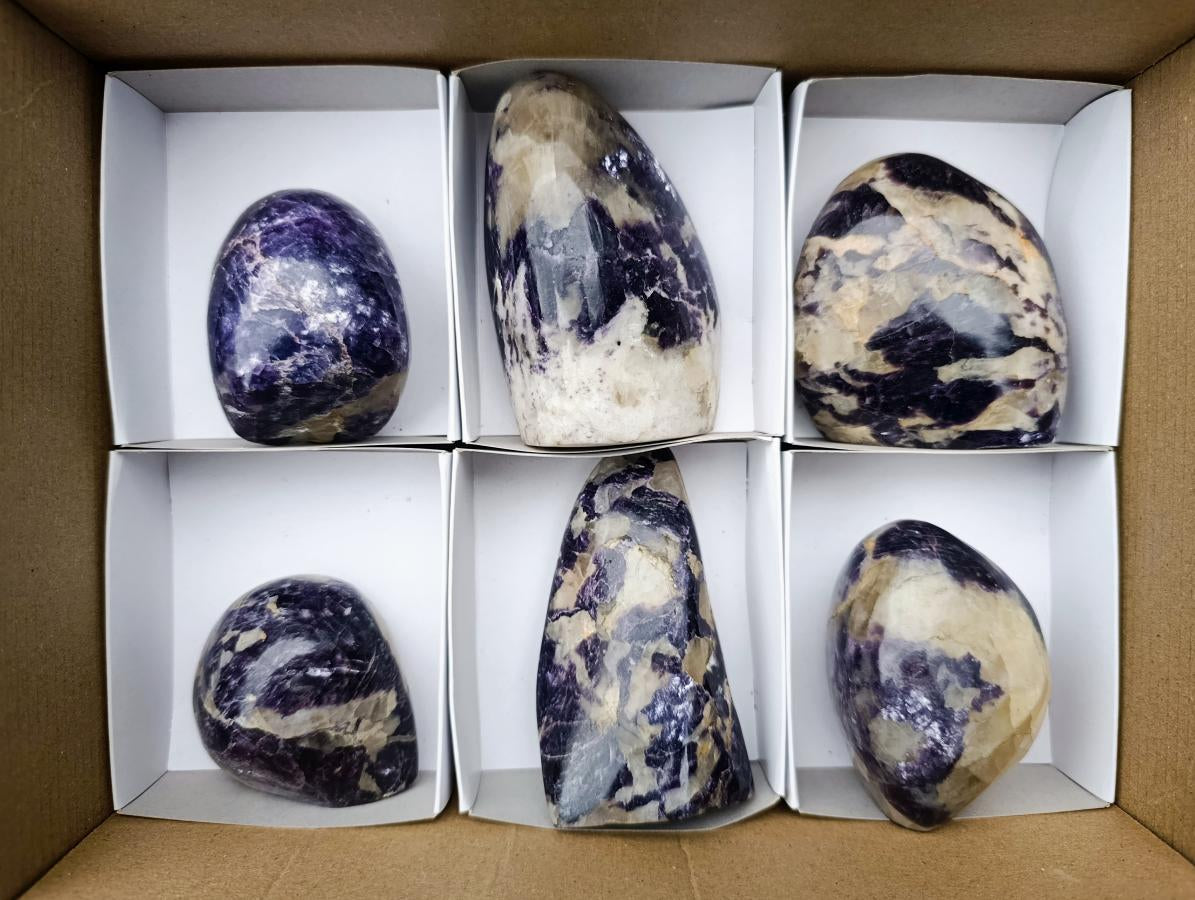 Polished Lepidolite Standing Display Pieces x 6 From Zimbabwe - Toprock Gemstones and Minerals 