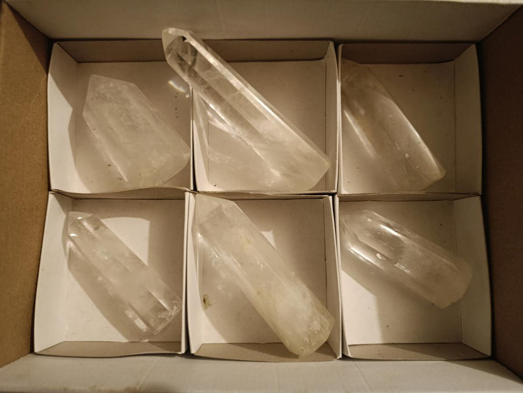 Polished Clear Quartz Crystals x 6 From Madagascar - Toprock Gemstones and Minerals 