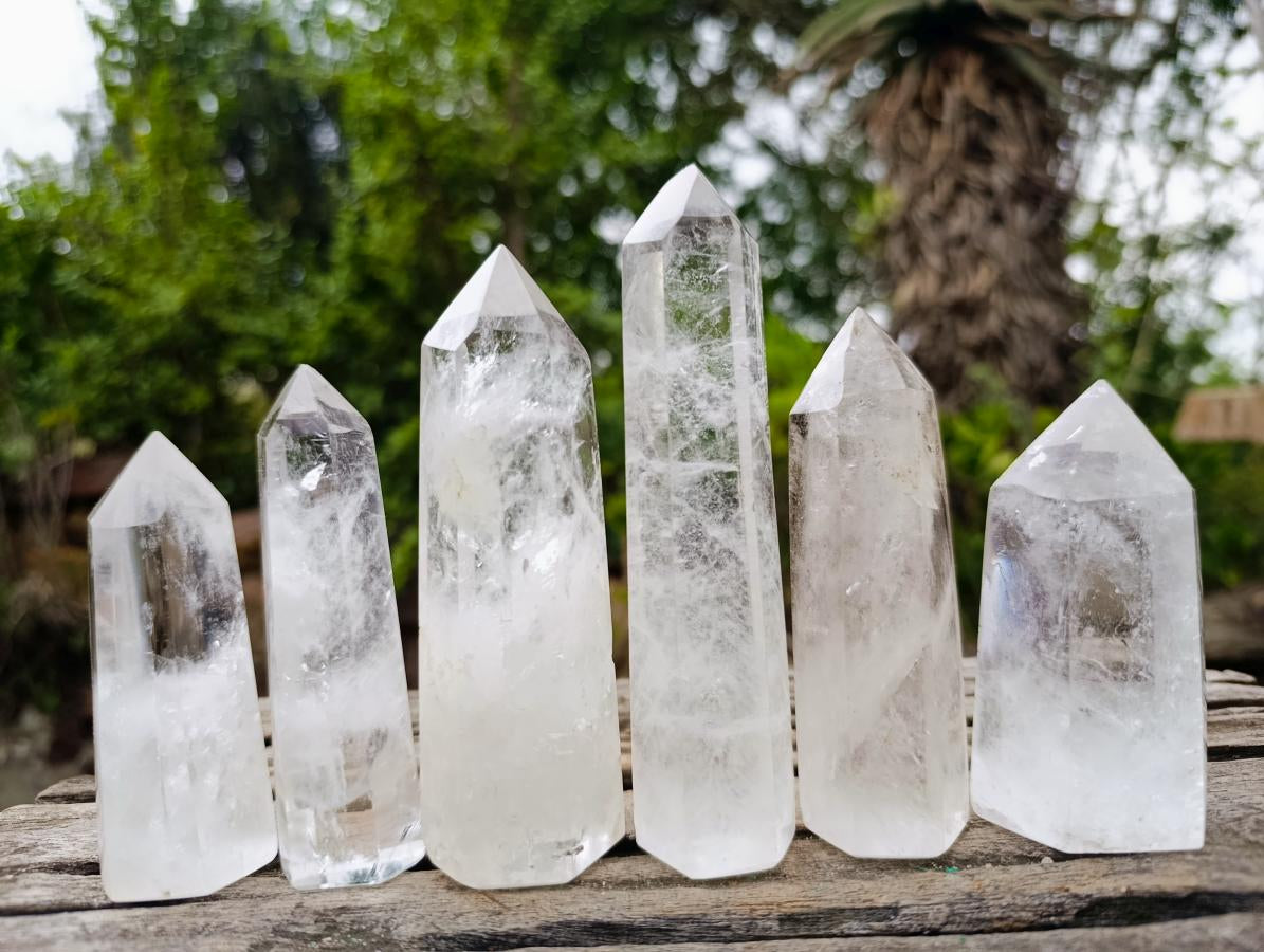 Polished Clear Quartz Crystals x 6 From Madagascar - Toprock Gemstones and Minerals 