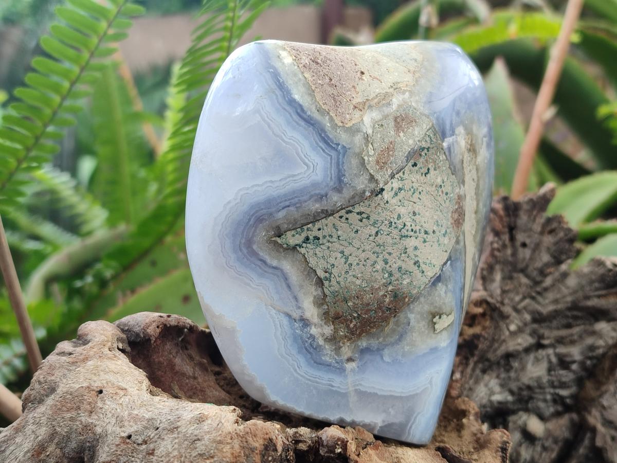 Polished and Natural Large Blue Lace Agate Standing Display Piece x 1 From Nsanje, Malawi