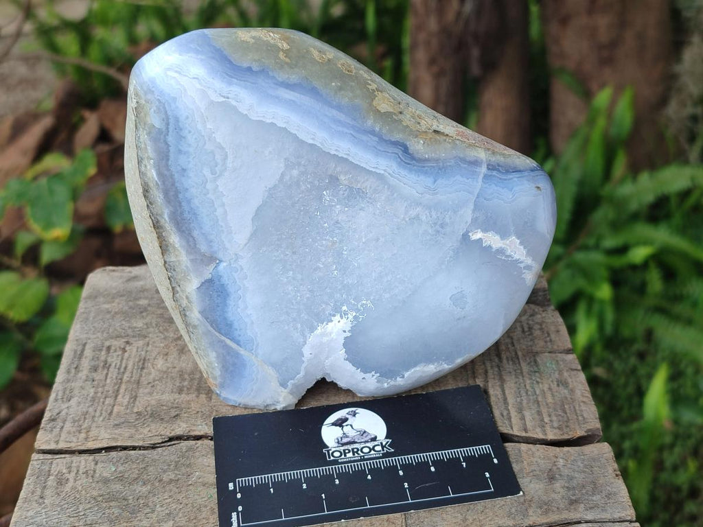 Polished and Natural Large Blue Lace Agate Standing Display Piece x 1 From Nsanje, Malawi