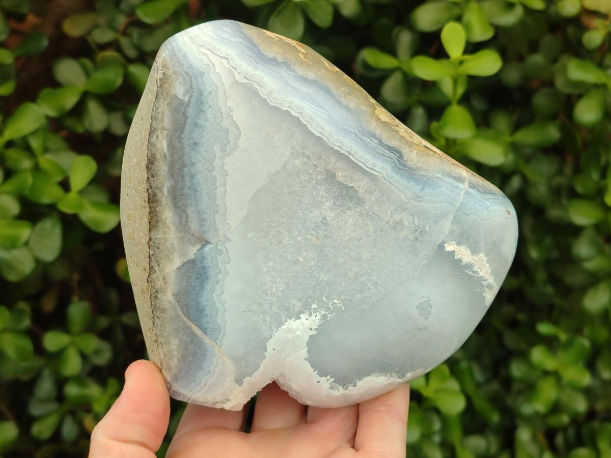 Polished and Natural Large Blue Lace Agate Standing Display Piece x 1 From Nsanje, Malawi
