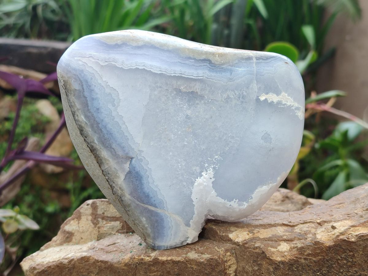 Polished and Natural Large Blue Lace Agate Standing Display Piece x 1 From Nsanje, Malawi
