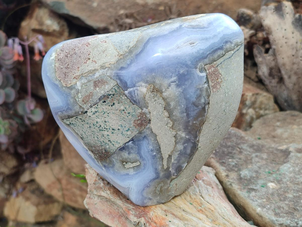 Polished and Natural Large Blue Lace Agate Standing Display Piece x 1 From Nsanje, Malawi