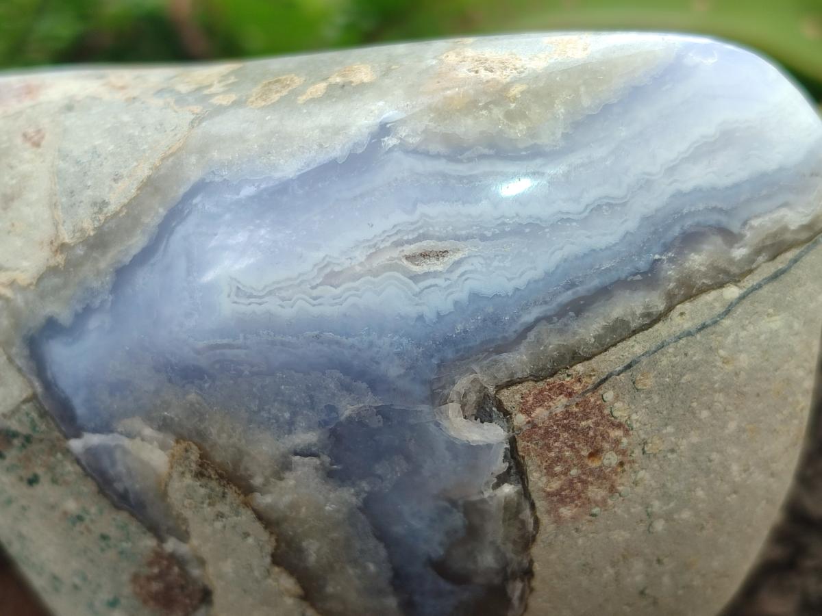 Polished and Natural Large Blue Lace Agate Standing Display Piece x 1 From Nsanje, Malawi