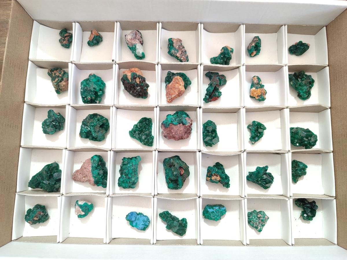 Natural Mini Dioptase Crystal and Cluster Specimens on Dolomite Matrix x 35 From Tantara Mine, Congo