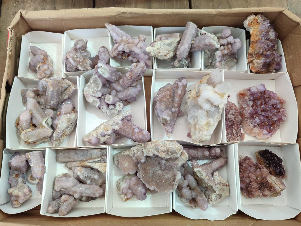 Natural Drusy Spirit Amethyst Crystals and Clusters x 35 From Boekenhouthoek, South Africa