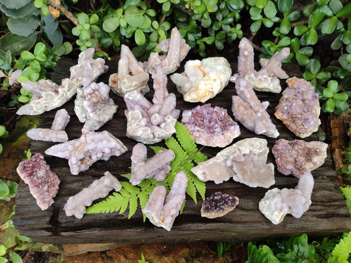 Natural Drusy Spirit Amethyst Crystals and Clusters x 35 From Boekenhouthoek, South Africa