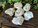 Natural Blue Lace Agate Geode Specimens x 6 From Nsanje, Malawi