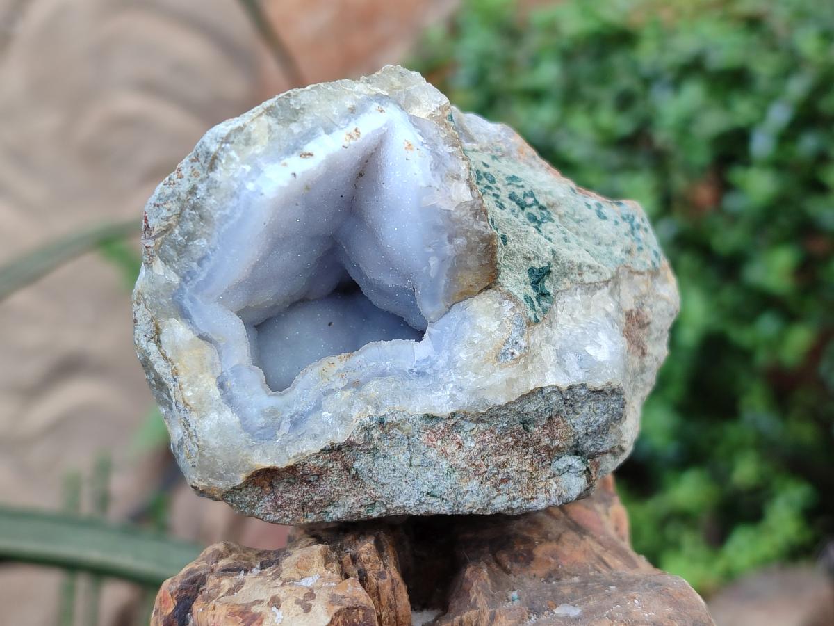 Natural Blue Lace Agate Geode Specimens x 6 From Nsanje, Malawi