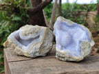 Natural Blue Lace Agate Geode Specimens x 6 From Nsanje, Malawi