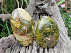 Polished Large Green Opal Standing Display Pieces x 2 From Betroka, Madagascar