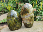 Polished Large Green Opal Standing Display Pieces x 2 From Betroka, Madagascar
