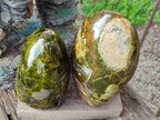 Polished Large Green Opal Standing Display Pieces x 2 From Betroka, Madagascar