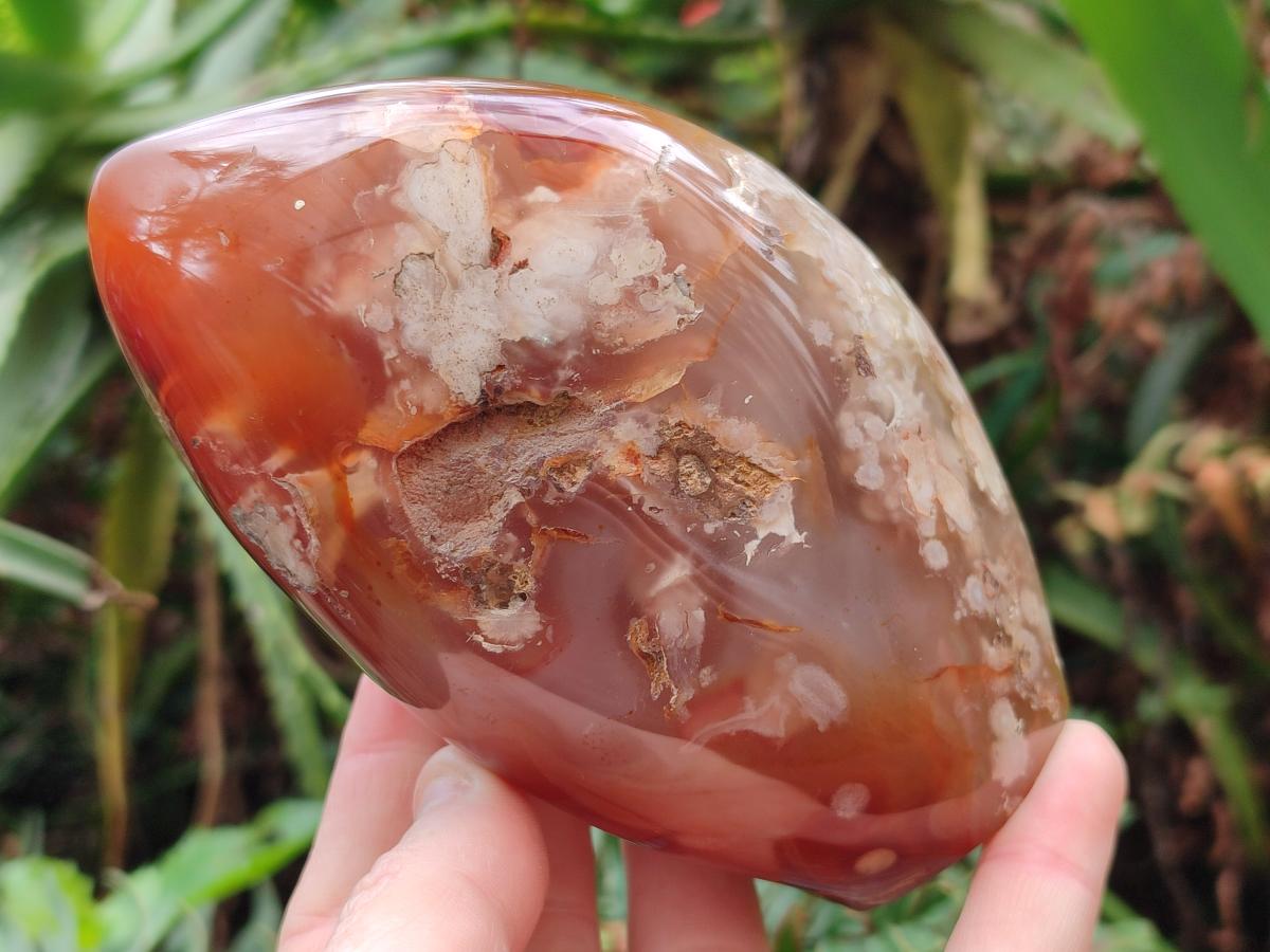 Polished and Natural Flower Agate Standing Display Pieces x 2 From Antsahalova, Madagascar
