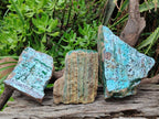 Natural Drusy Coated Chrysocolla Specimens with Malachite and Heterogenite x 3 From Lupoto Mine, Congo