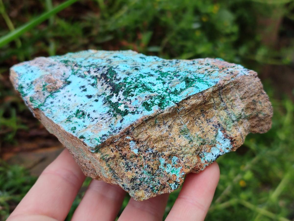 Natural Drusy Coated Chrysocolla Specimens with Malachite and Heterogenite x 3 From Lupoto Mine, Congo
