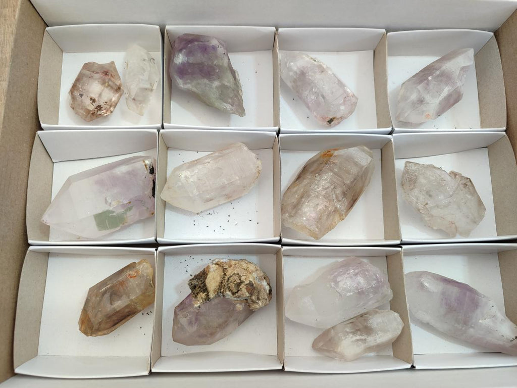 Natural Smokey and Amethyst Brandberg Quartz Crystals x 14 From Brandberg, Namibia