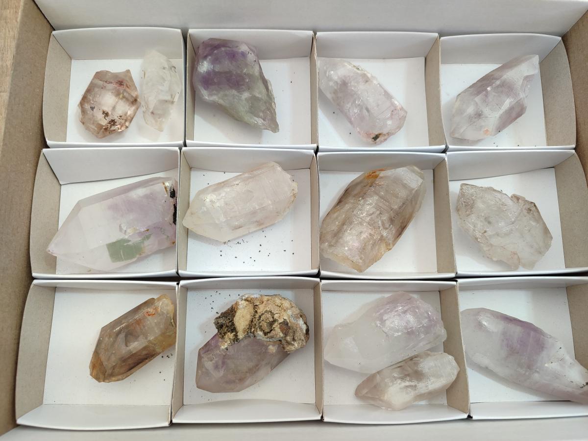 Natural Smokey and Amethyst Brandberg Quartz Crystals x 14 From Brandberg, Namibia