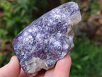 Polished One Side Silver Leaf Lepidolite Slices x 6 From Zimbabwe