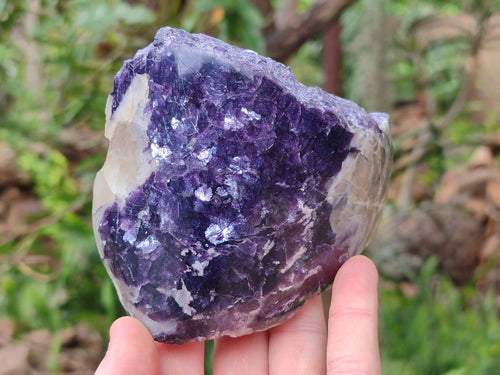 Polished One Side Silver Leaf Lepidolite Slices x 6 From Zimbabwe
