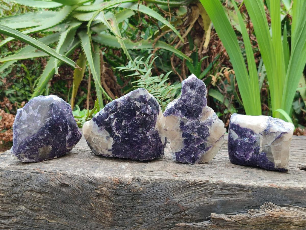 Polished One Side Silver Leaf Lepidolite Slices x 6 From Zimbabwe
