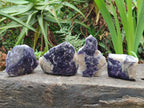 Polished One Side Silver Leaf Lepidolite Slices x 6 From Zimbabwe