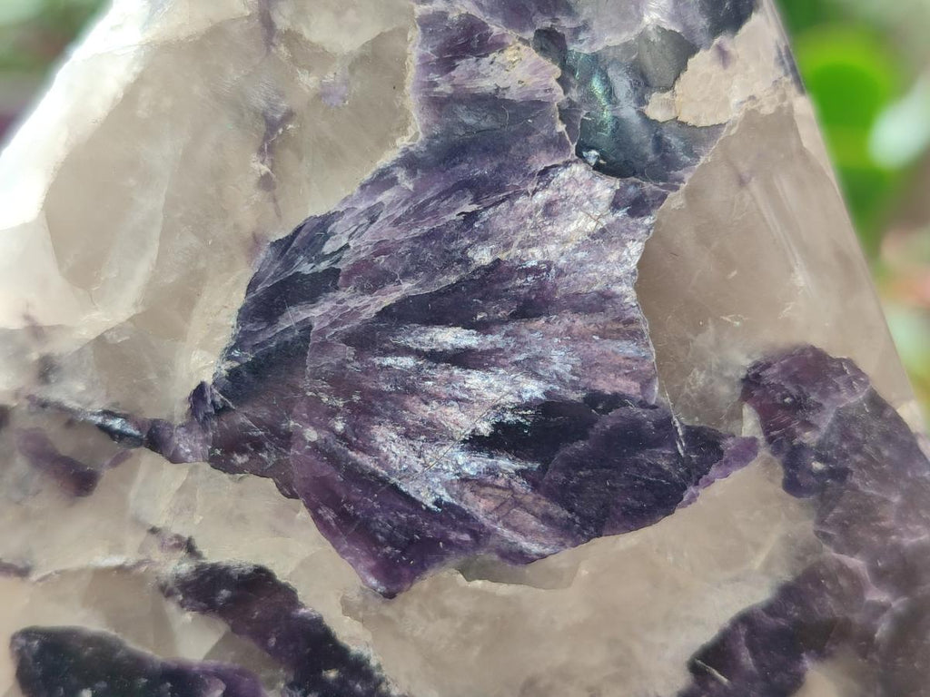 Polished One Side Silver Leaf Lepidolite Slices x 6 From Zimbabwe