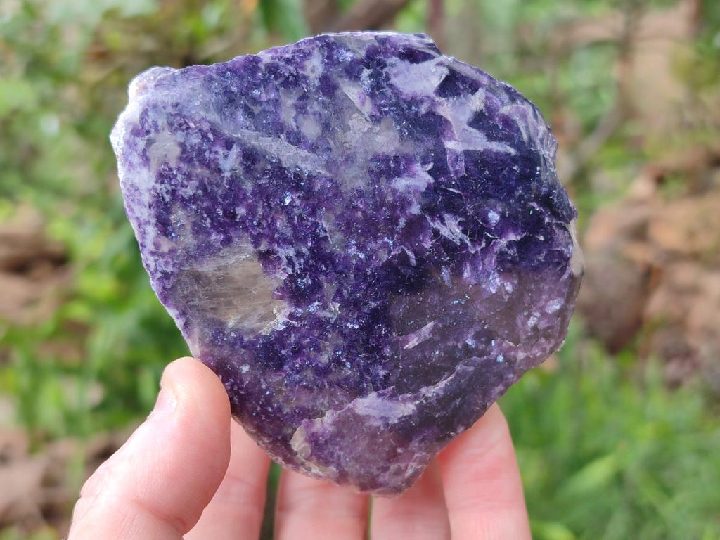 Polished One Side Silver Leaf Lepidolite Slices x 6 From Zimbabwe