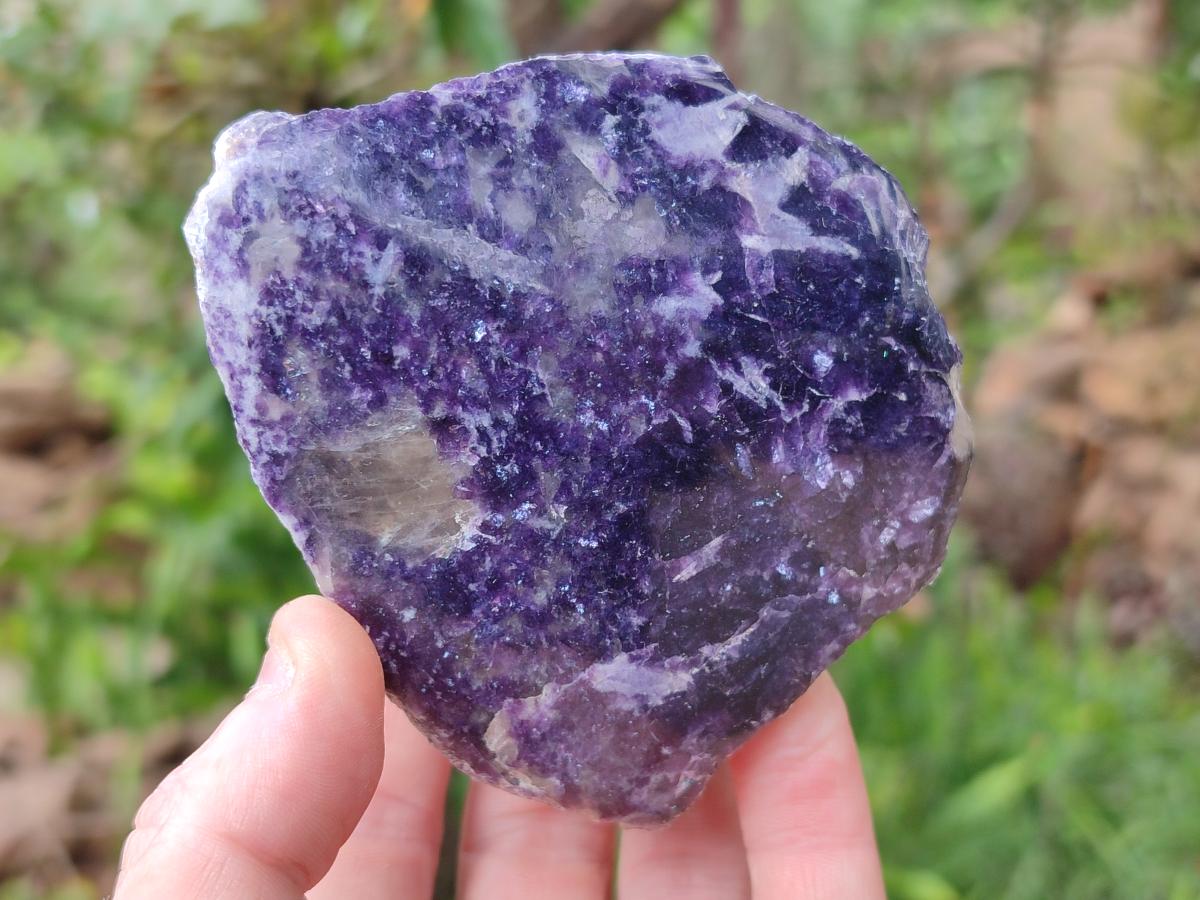 Polished One Side Silver Leaf Lepidolite Slices x 6 From Zimbabwe