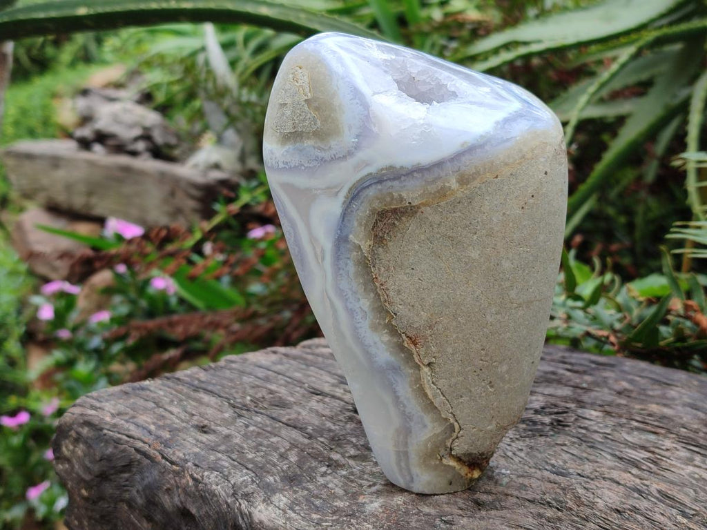 Polished Large Blue Lace Agate Standing Display Piece x 1 From Nsanje, Malawi