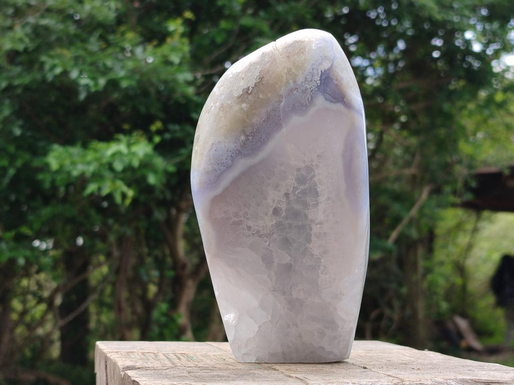 Polished Large Blue Lace Agate Standing Display Piece x 1 From Nsanje, Malawi