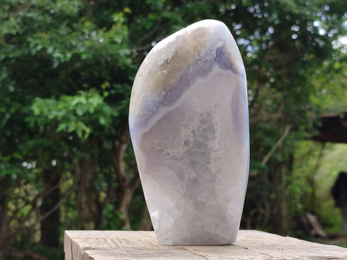 Polished Large Blue Lace Agate Standing Display Piece x 1 From Nsanje, Malawi