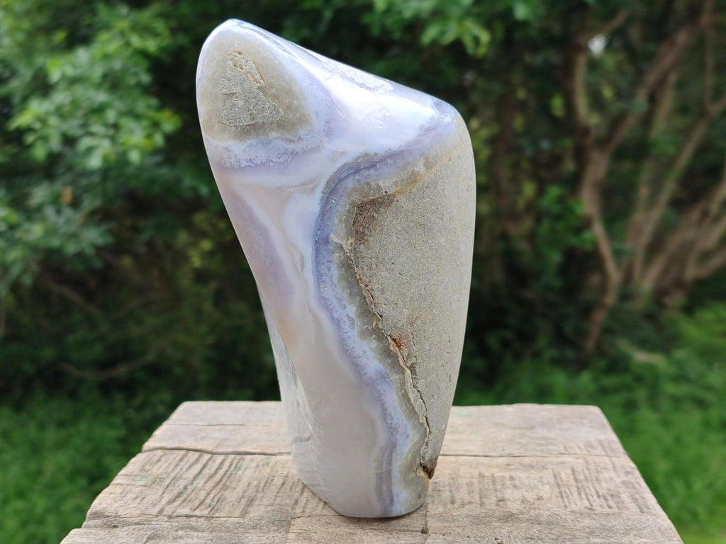 Polished Large Blue Lace Agate Standing Display Piece x 1 From Nsanje, Malawi