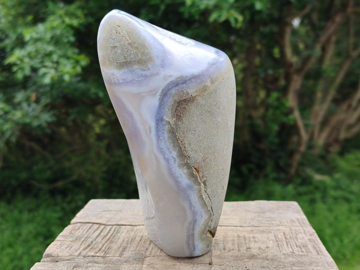 Polished Large Blue Lace Agate Standing Display Piece x 1 From Nsanje, Malawi