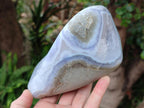 Polished Large Blue Lace Agate Standing Display Piece x 1 From Nsanje, Malawi