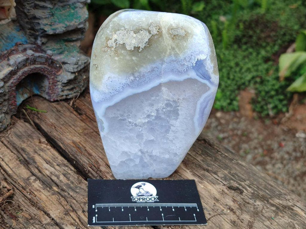 Polished Large Blue Lace Agate Standing Display Piece x 1 From Nsanje, Malawi