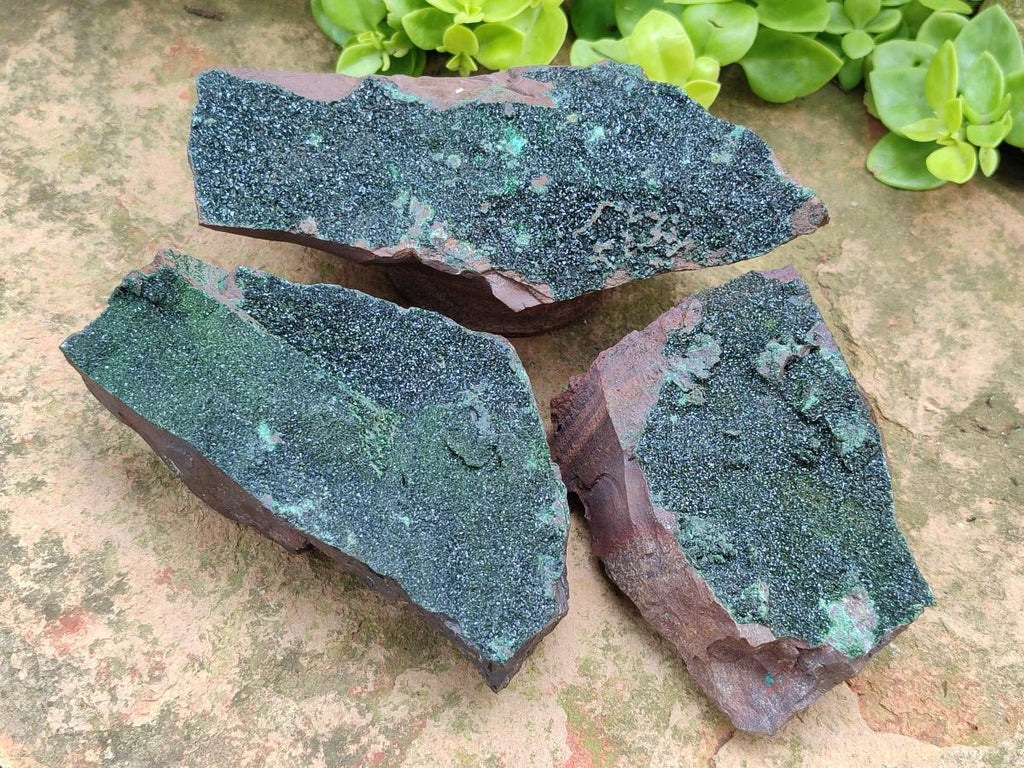 Natural Crystalline Libethenite Specimens on Dolomite Matrix x 4 From Shituru, Congo