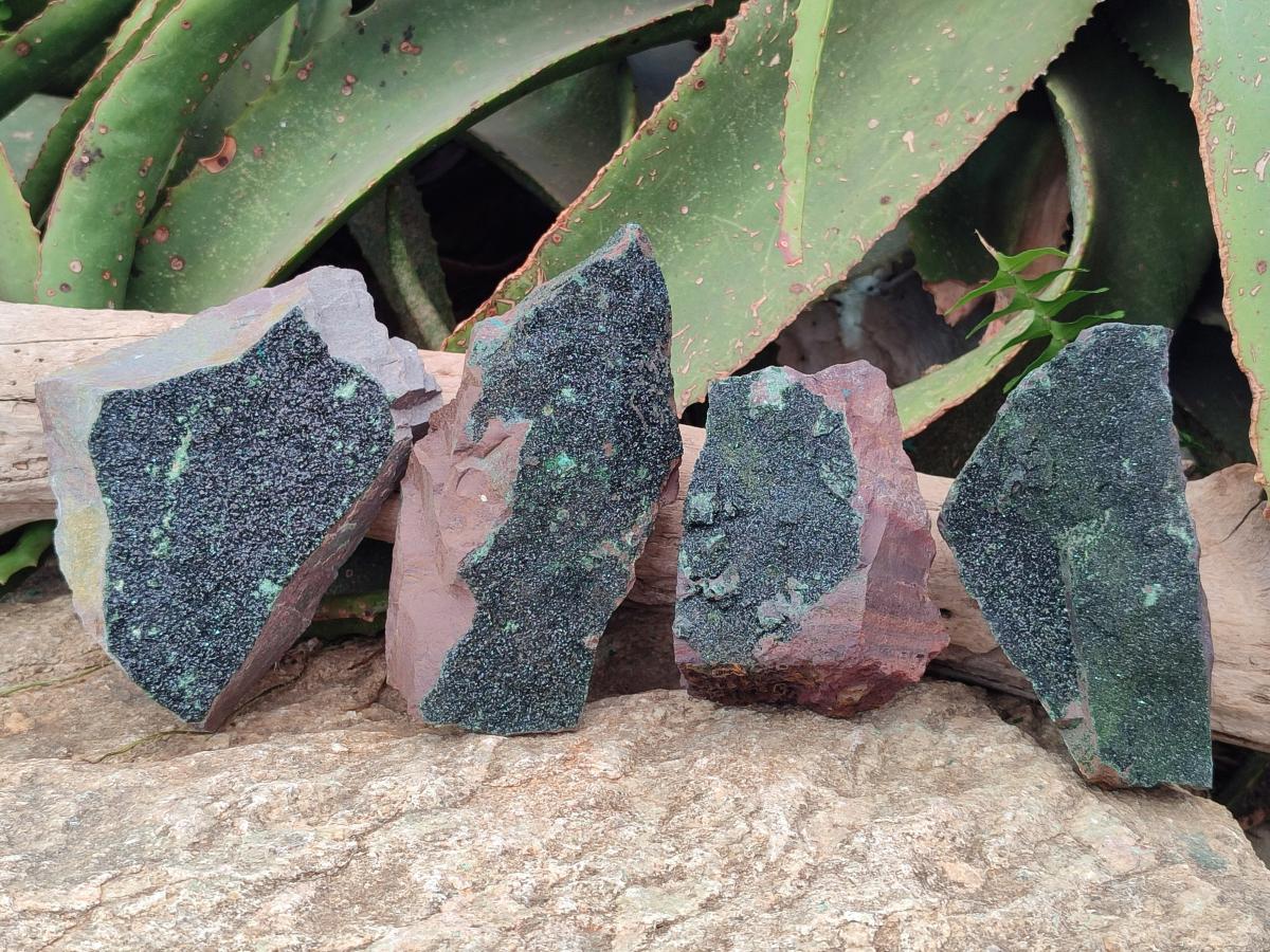 Natural Crystalline Libethenite Specimens on Dolomite Matrix x 4 From Shituru, Congo