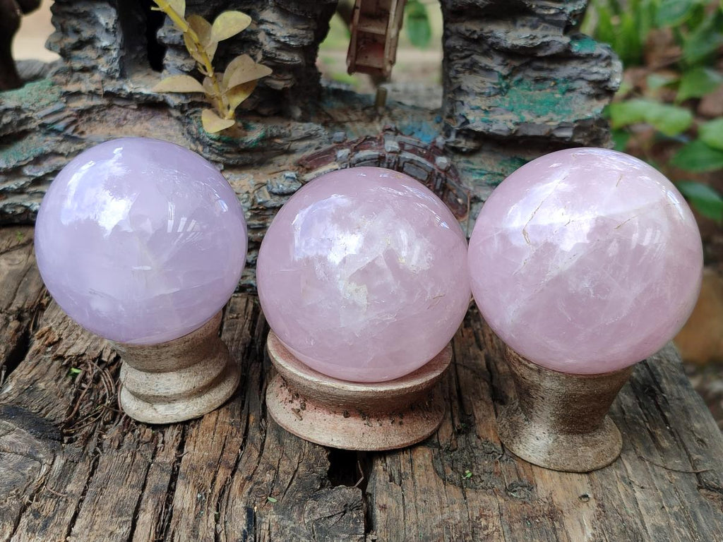 Polished Gemmy Rose Quartz Spheres x 3 From Madagascar