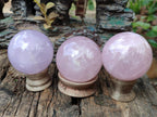 Polished Gemmy Rose Quartz Spheres x 3 From Madagascar