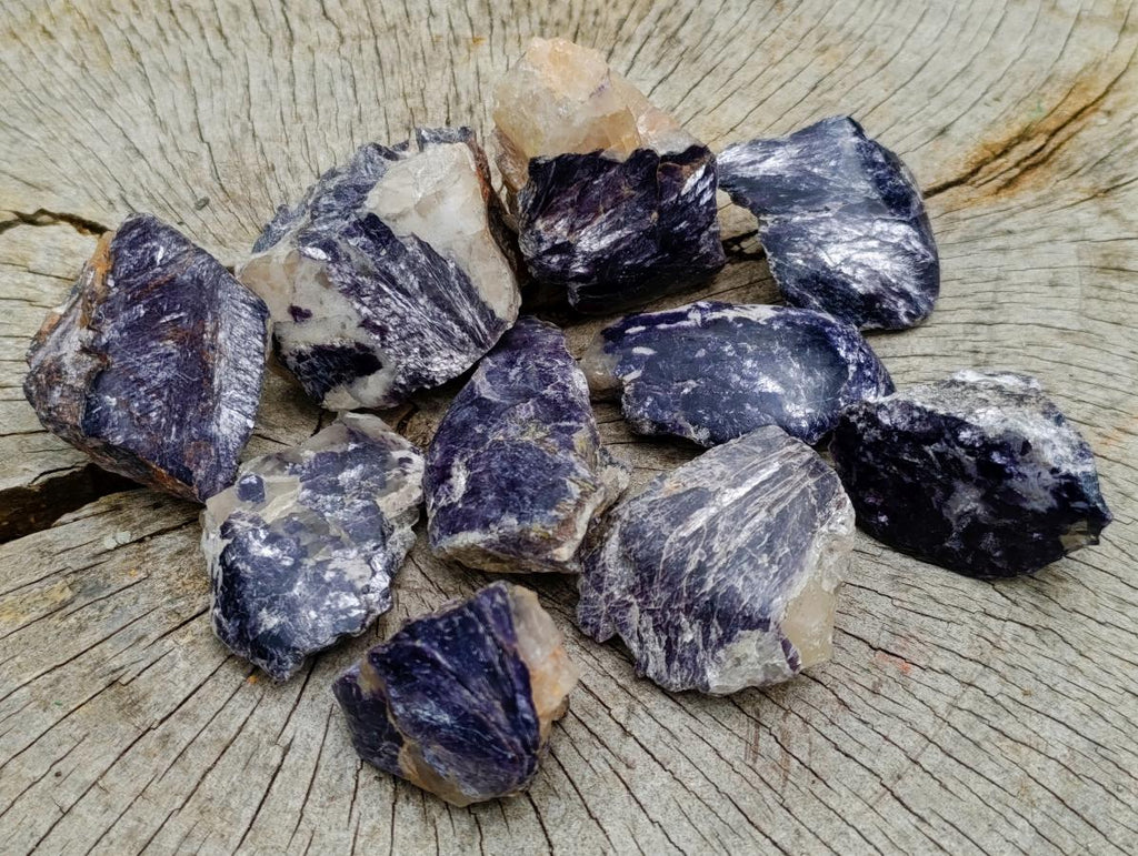 Polished One Side Silver Leaf Lepidolite Slices x 24 From Zimbabwe