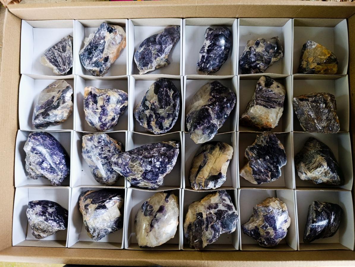 Polished One Side Silver Leaf Lepidolite Slices x 24 From Zimbabwe