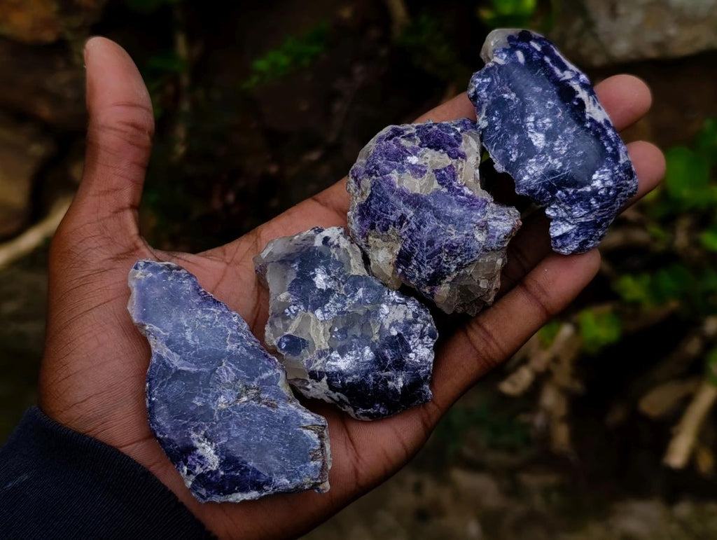 Polished One Side Silver Leaf Lepidolite Slices x 24 From Zimbabwe