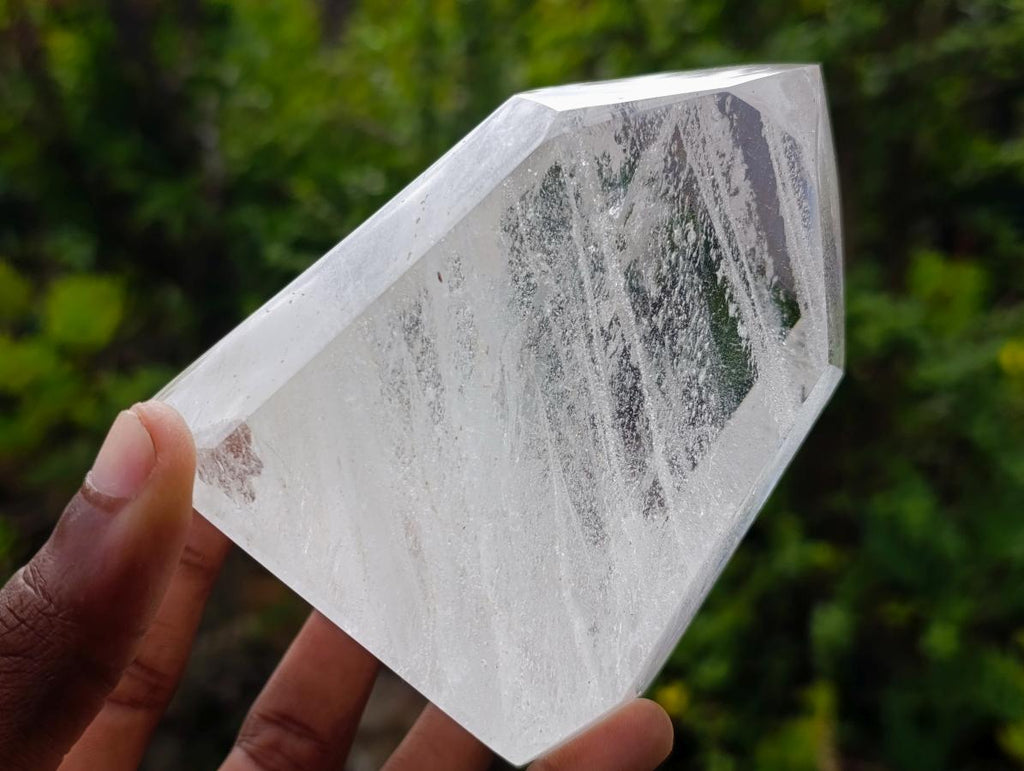 Polished Clear Quartz Standing Display Crystals x 2 From Madagascar