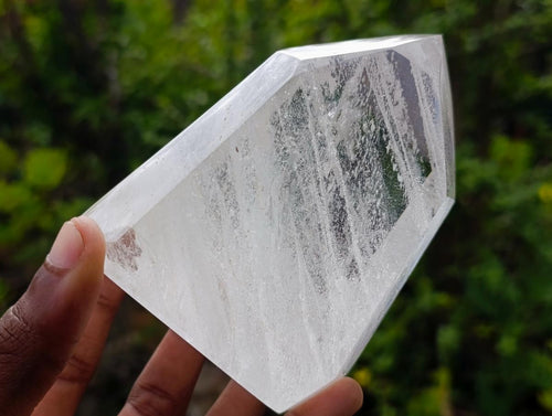 Polished Clear Quartz Standing Display Crystals x 2 From Madagascar