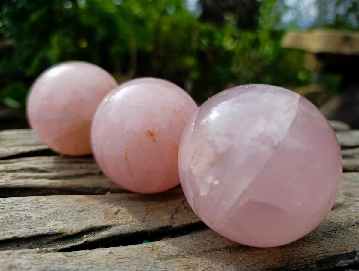 Polished Gemmy Rose Quartz Spheres x 6 From Madagascar